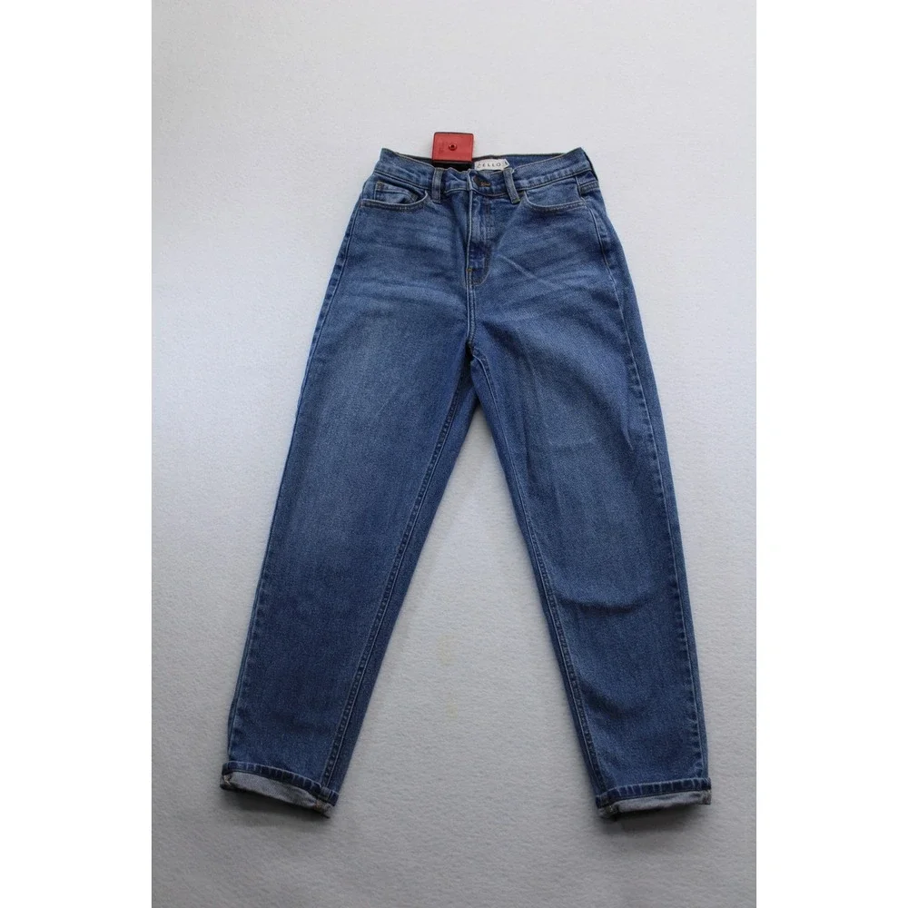 Women's High Rise Tapered Jeans Size 5 Blue Denim Mom Jeans High Waist